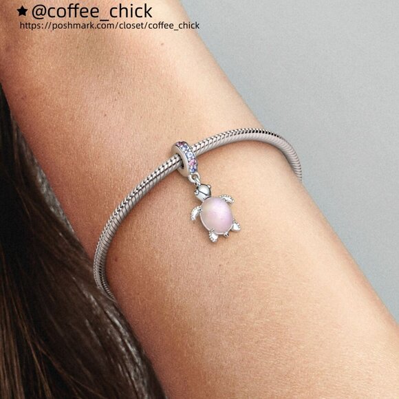 Pandora Murano Glass Pink Sea Turtle Dangle Charm - Picture 5 of 6